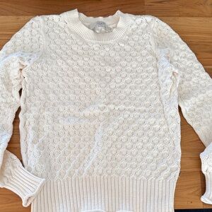 LOFT White Cream Cable Knit Sweater